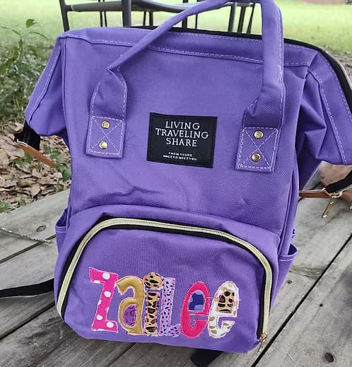 Purple Applique Full-Size Bookbag