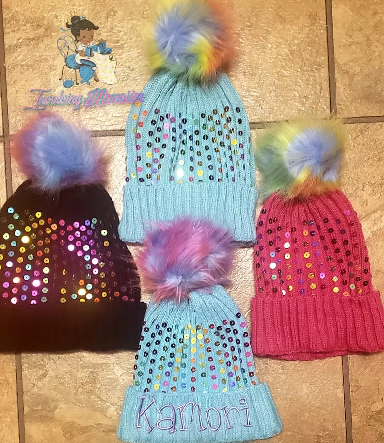 Kids Sparkly Pom Pom Beanie — image 1