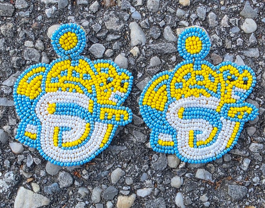 Blue and Yellow Jaguar Earrings